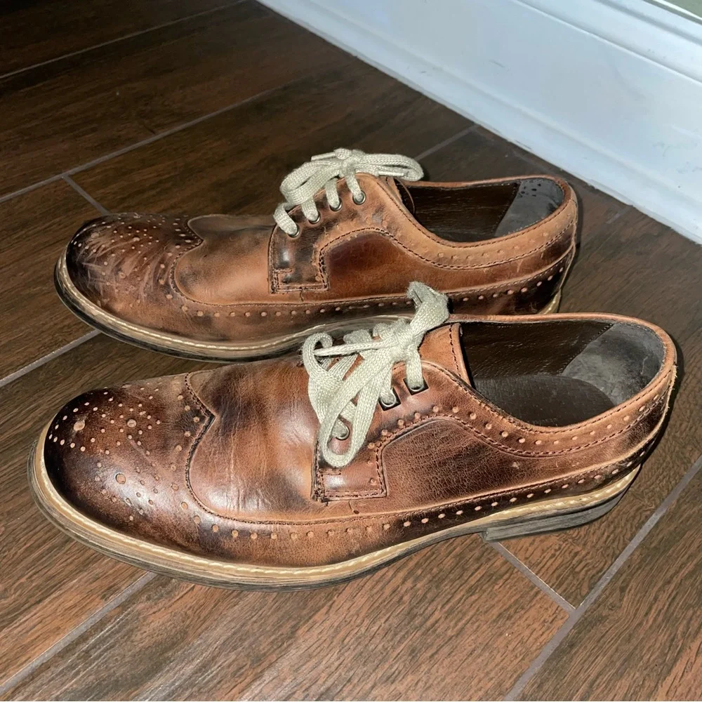 BEDSTU Beacon Tawny Zone  Leather Distressed Wingtip Lace Up Oxford Derb…